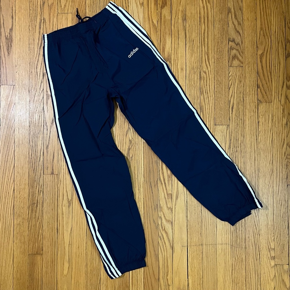 adidas Navy Blue Track Pants with White Stripes